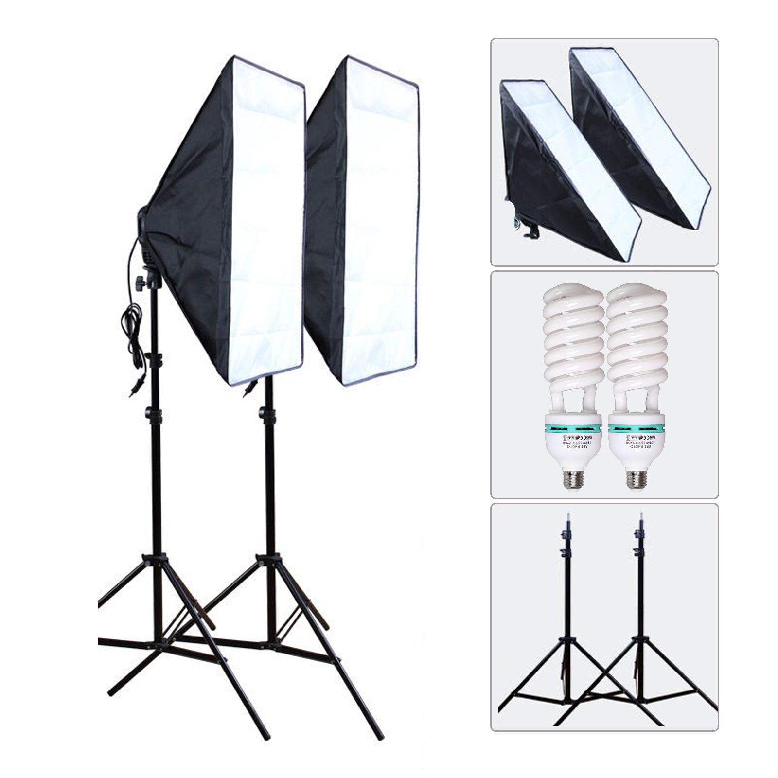 Studiové světlo 1200W, fotografické studio, 2x softbox 2x stativ