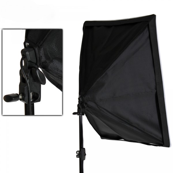 Studiový set - Softbox 50x70 cm tectake, stativ 200 cm, žárovka 135W (675W)