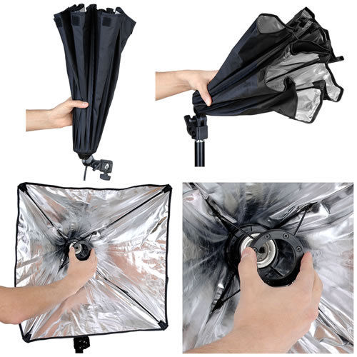 Studiový set - Softbox 50x70 cm tectake, stativ 200 cm, žárovka 135W (675W)