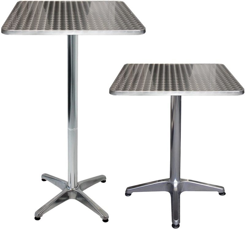 2x Zahradní nastavitelný čtvercový stůl, barový stolek, bistro stolek