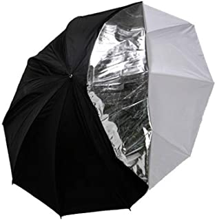 Studiový deštník 2v1, difuzní, odrazový bílý stříbrný černý 110 cm
