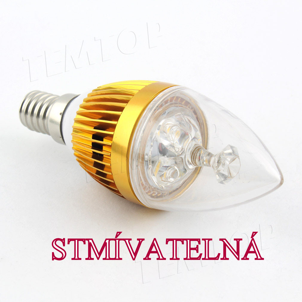 LED žárovka svíčka 3W E14/230V, stmívatelná, barva bílá   