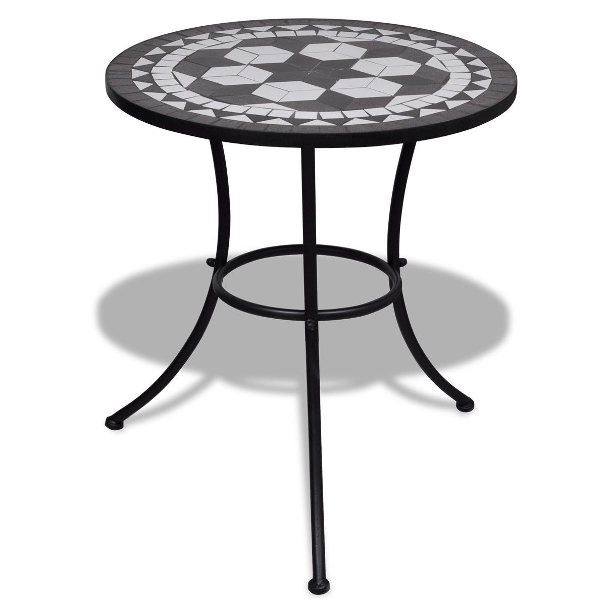 Mozaikový stůl 60 cm, bistro stolek, černo-bílý