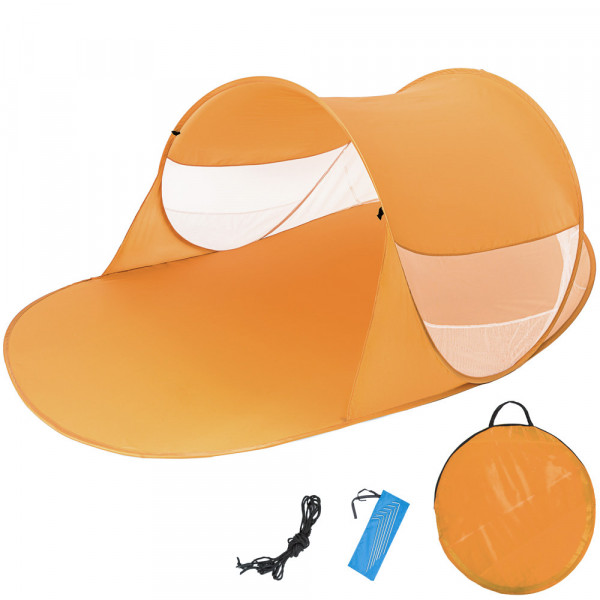 Samorozkládací plážový stan - ochrana před sluncem a větrem, oranžový