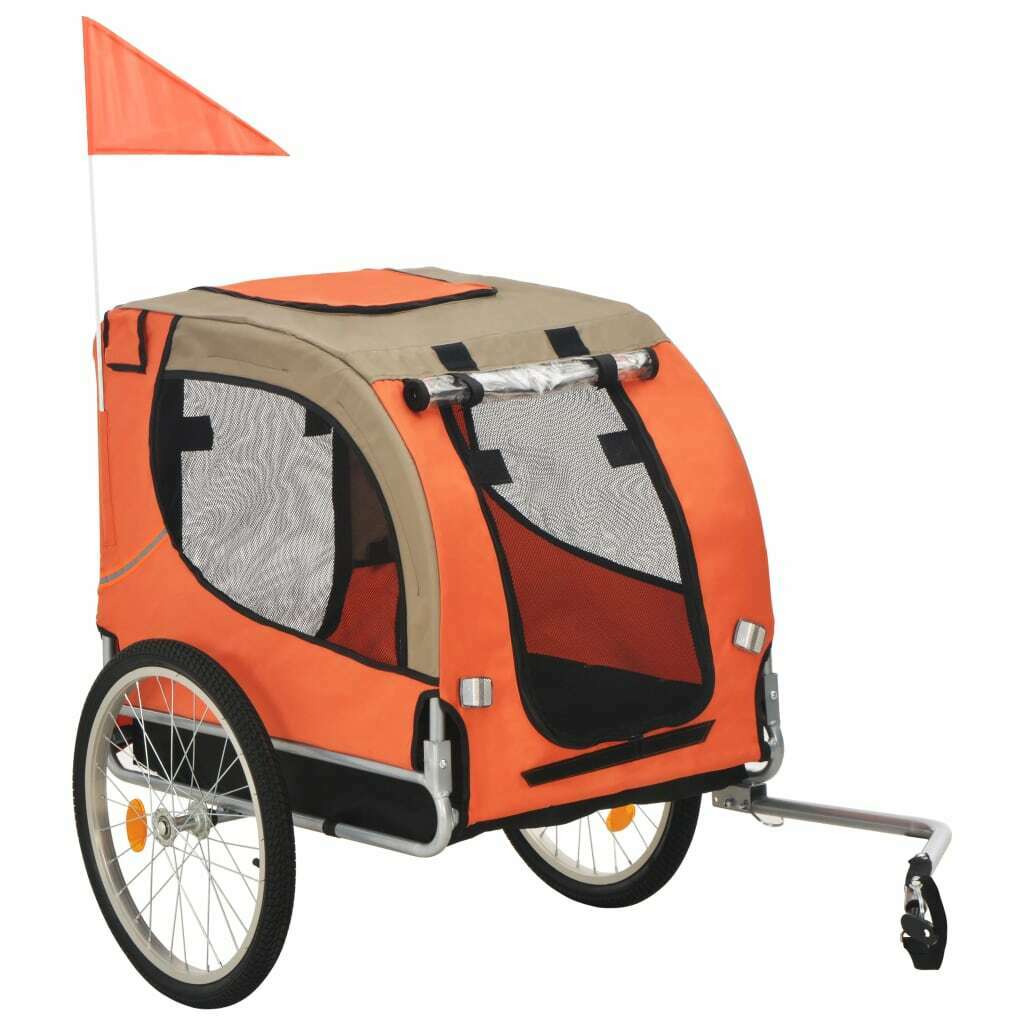 Vozík za kolo pro psy - Barva: Oranžová-šedá