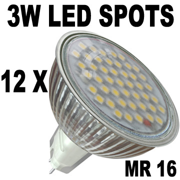 Sada 12x LED žárovka 3W/12V, 45 SMD teplá bílá