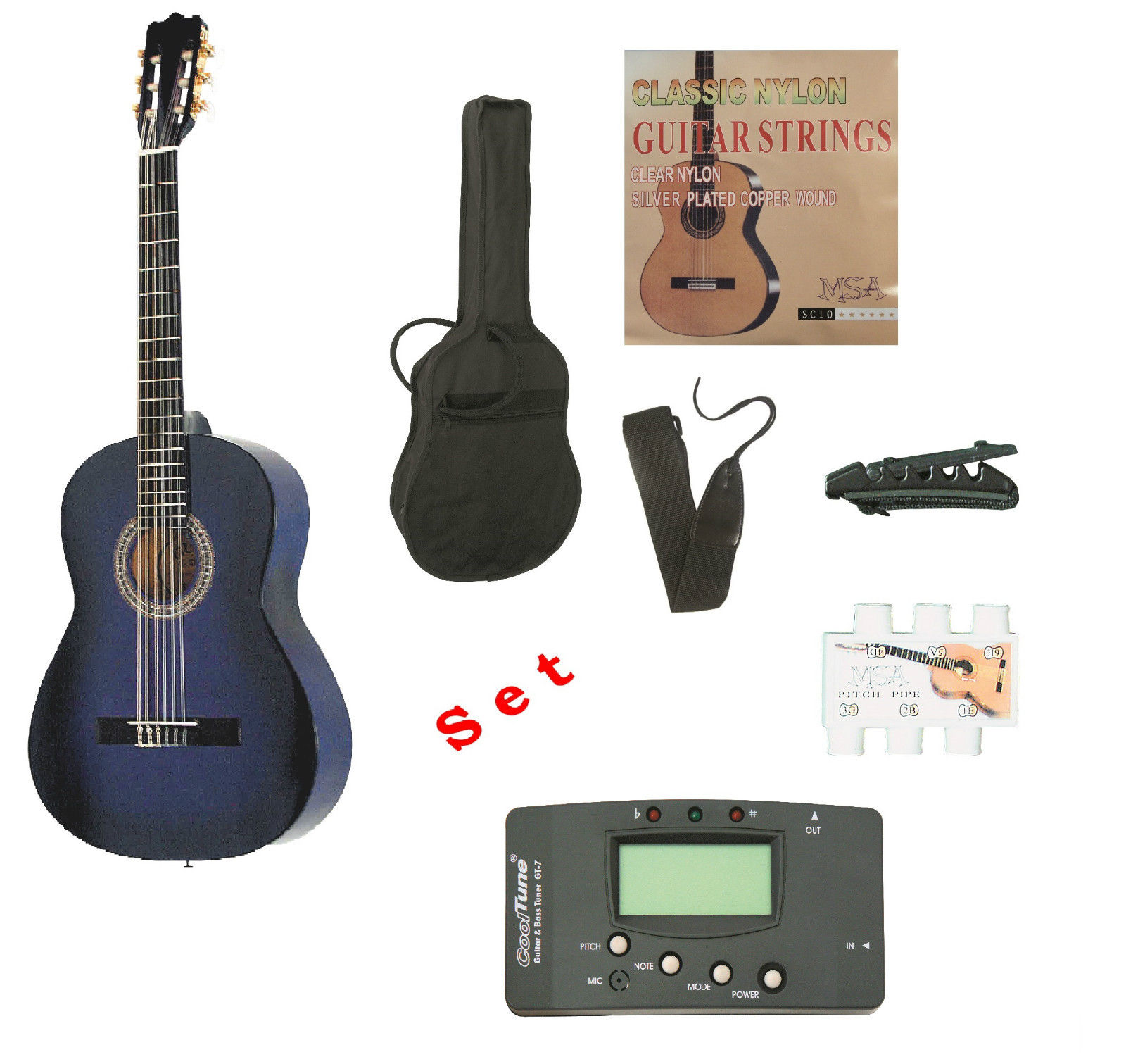 MSA-C23 set 4/4 Modrá akustická kytara pro školní výuku s příslušenstvím 