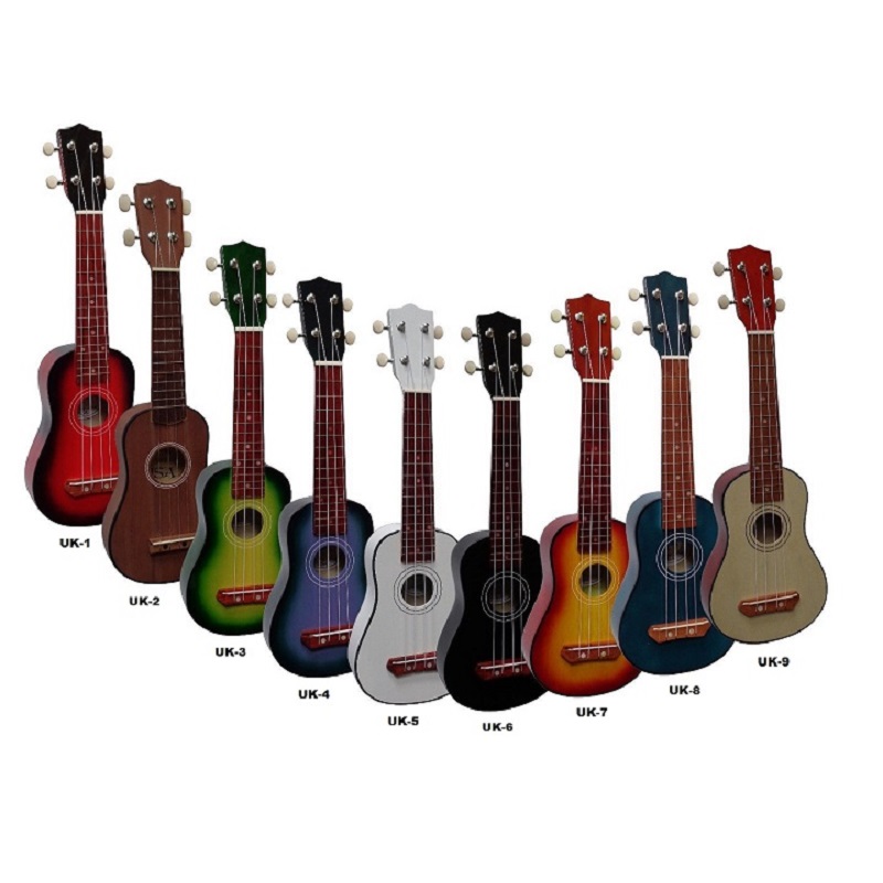 Sopránové ukulele s pouzdrem a 3 trsátka - různé barvy