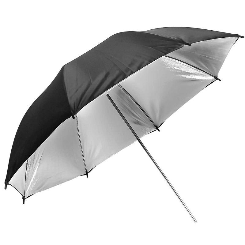 Studiový fotografický stříbrný - černý deštník 83cm
