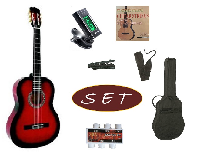Set - MSA 4/4 Akustická kytara pro školní výuku s ladičkou ET02 - 8 barev