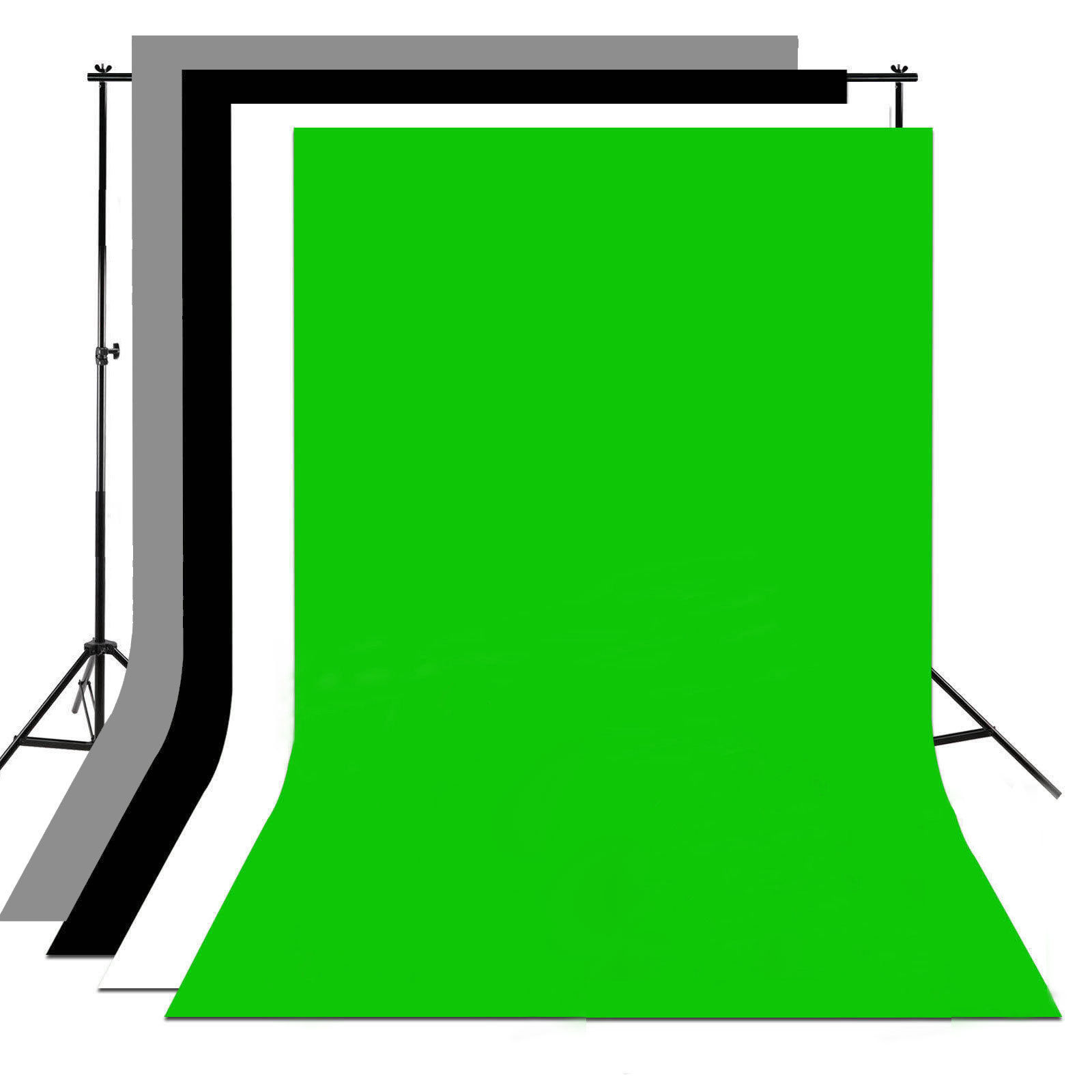 4x Fotografické pozadí 1,6x3m - Barva zelená, černá, bílá, šedá
