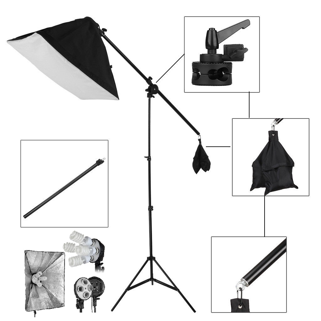 Fotostudio 900W - Boom stativ, softbox 40x60 cm