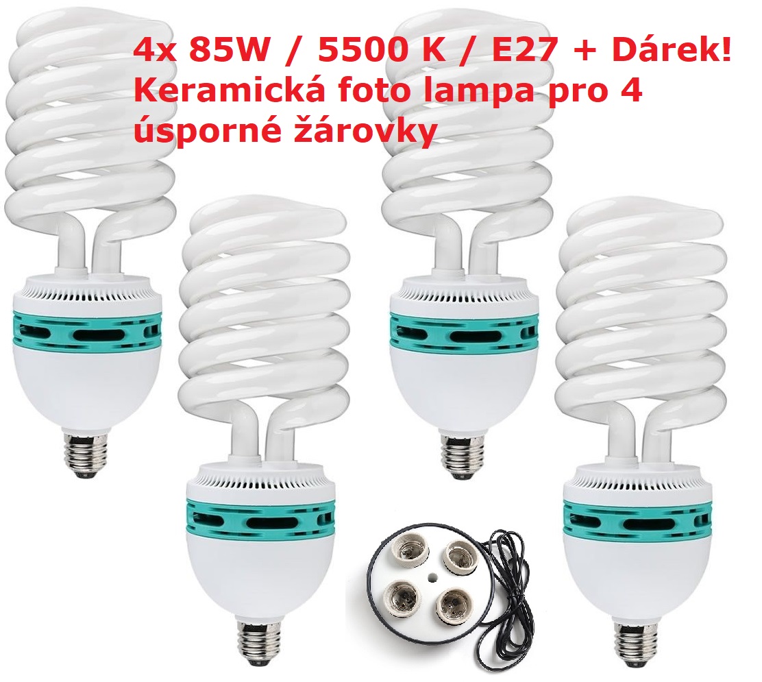 4x Úsporná zářivka 85W/5500K/E27 + Dárek!
