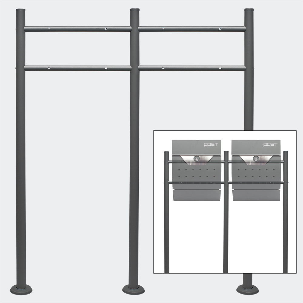 Univerzální stojan, podstavec pro dvě poštovní schránky, Antracit