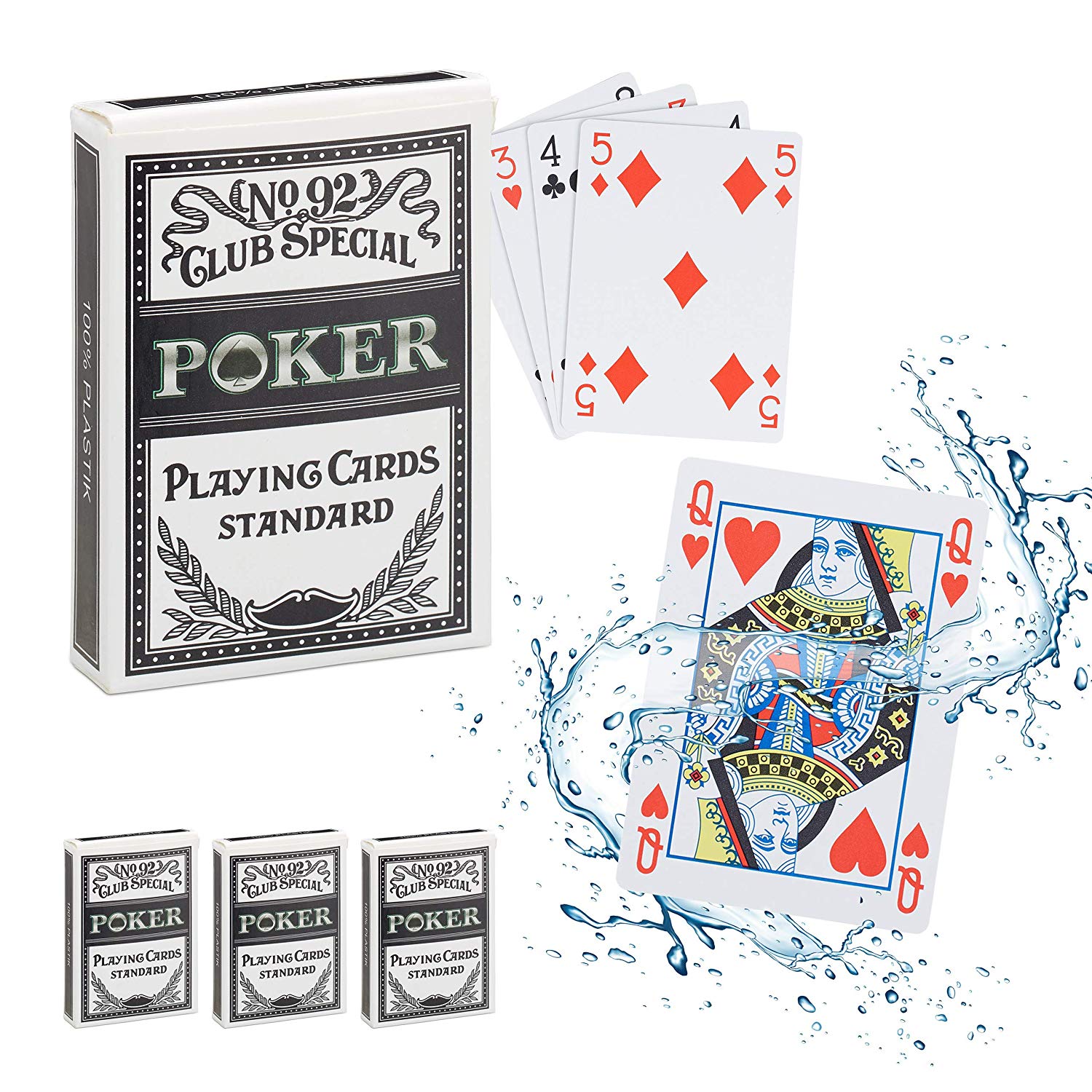Sada 4 kusů - Poker karty No92 - 100% Plastová sada karet