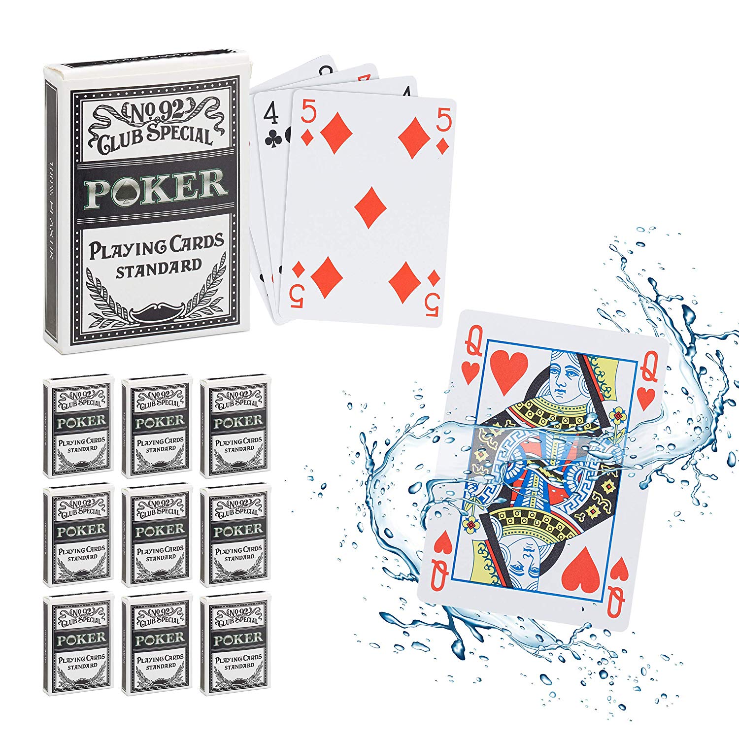 10 balíčků Pokerových karet No92 - 100% Plastové karty