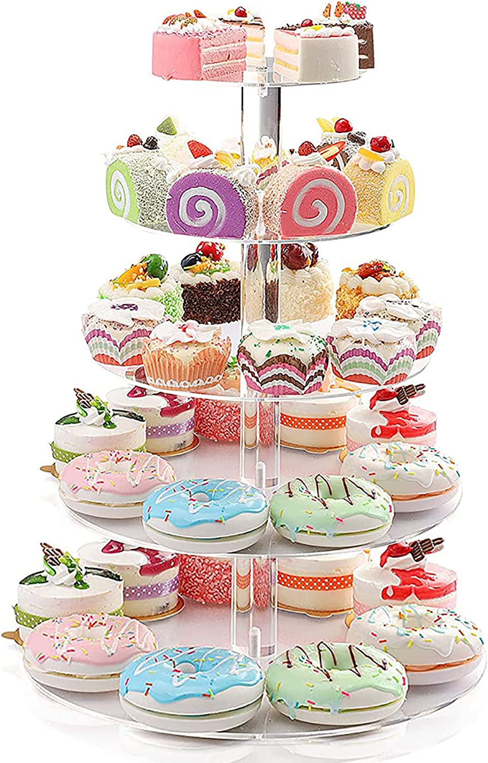 5ti patrový Cupcake stojan na dorty, zákusky a koláčky, z akrylu
