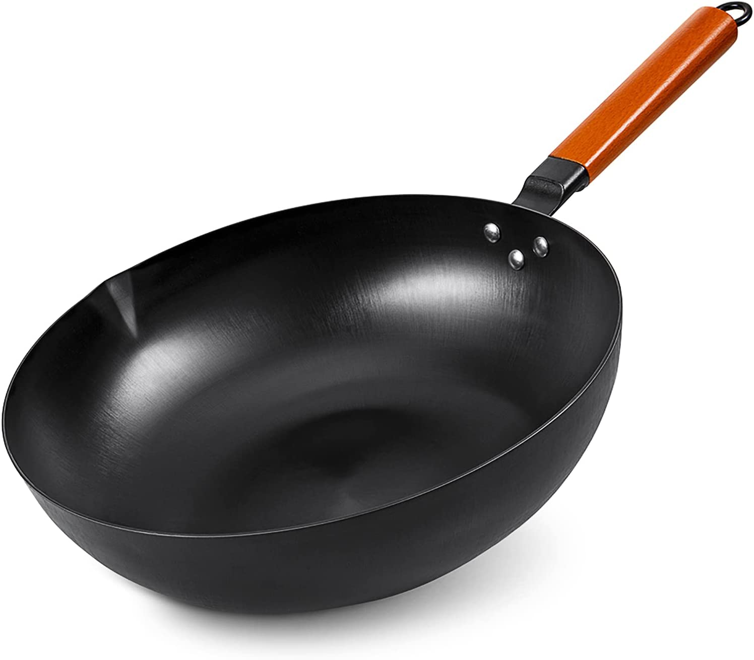 Pánev Wok 32 cm s odnímatelnou dřevěnou rukojetí | černá