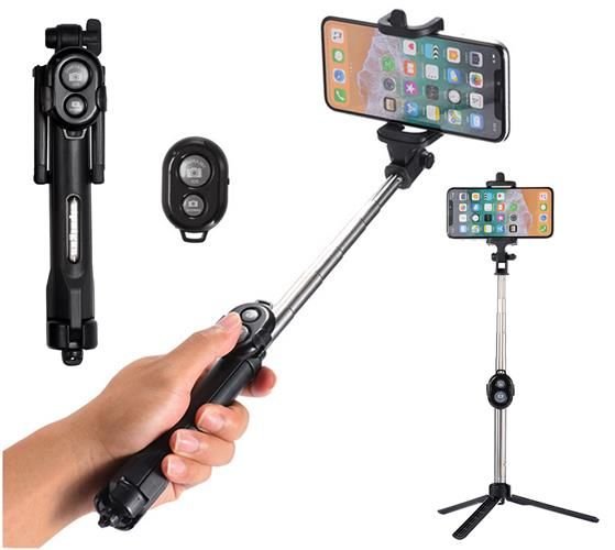  3v1 Fotografický monopod - Selfie tyč, stativ s bluetooth ovladačem